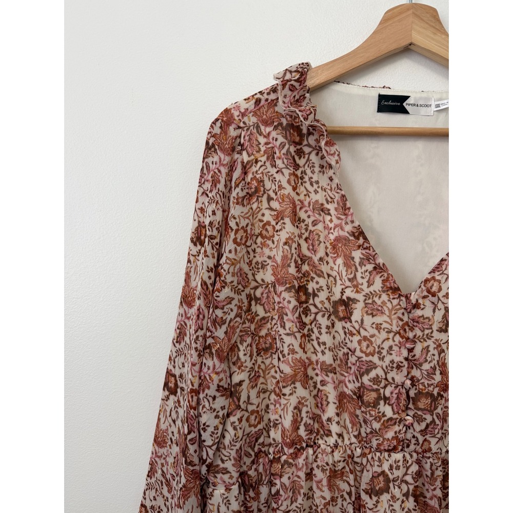 Piper & Scoot The Halpert Tiered Midi Dress – Cream Floral – Size XXXL - Picture 4 of 5